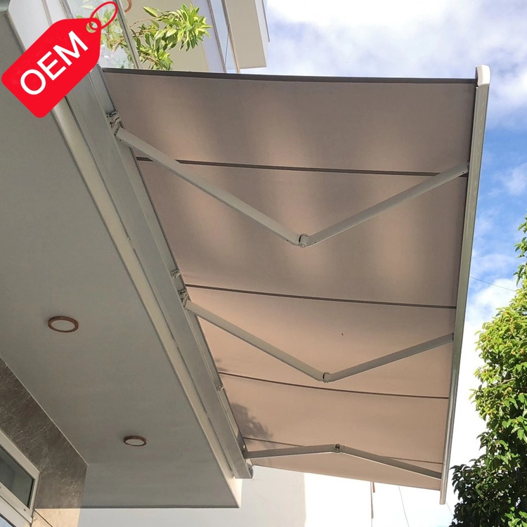 4M 5M 6M Full Cassette Electric Folding Arm Patio Awning Outdoor Aluminum Motorized Retractable Awning