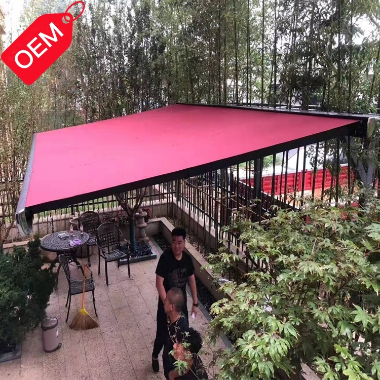 Heavy duty aluminum retractable awning outdoor house shade back porch and garage awning with LED lighting