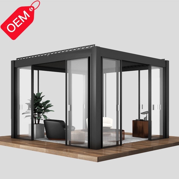 3x3 3x4 4x4 6x4m  Outdoor Bioclimatic Aluminum Louvered Pergola villa cheap prefab modular house other prefab houses