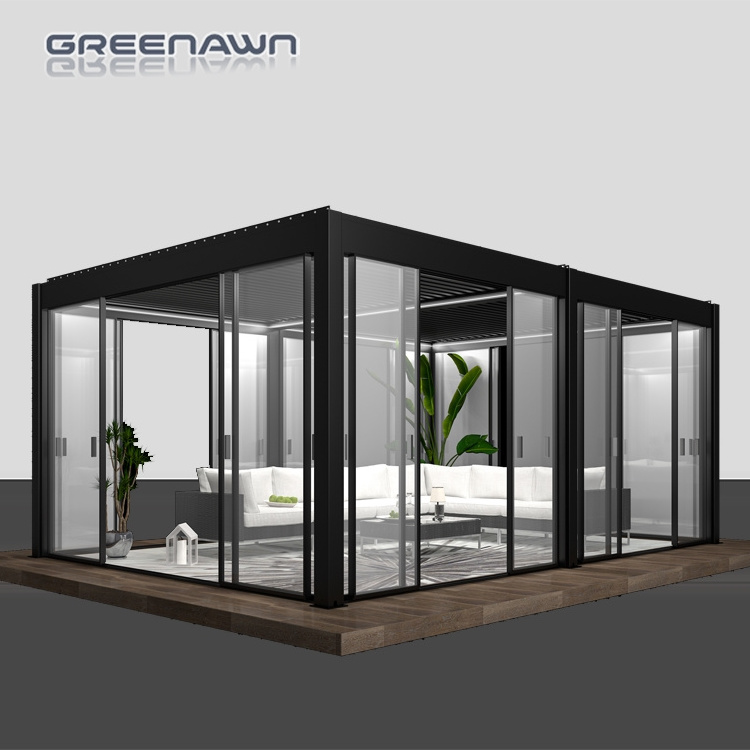 3X3 3X4 4X4 6X4m  Modern Outdoor Aluminum Pergola Motorized glass house winter garden sunroom