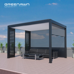 Rainproof Aluminum Pergola Garden Electric Gazebo Louver Roof Outdoor furniture