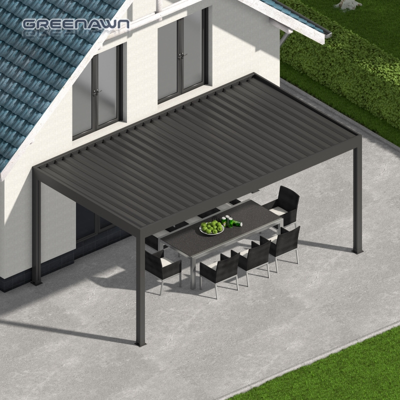 Fully Automatic Terrace Roof OEM Aluminium Pergola Con Sauna Louvered Pergola 10x10