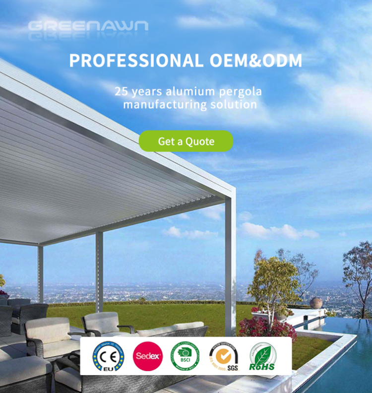 Modern Outdoor Aluminium Pergola Systems Waterproof waterproof Modern Motorized Bioclimatique Aluminium Gazebos Pergola