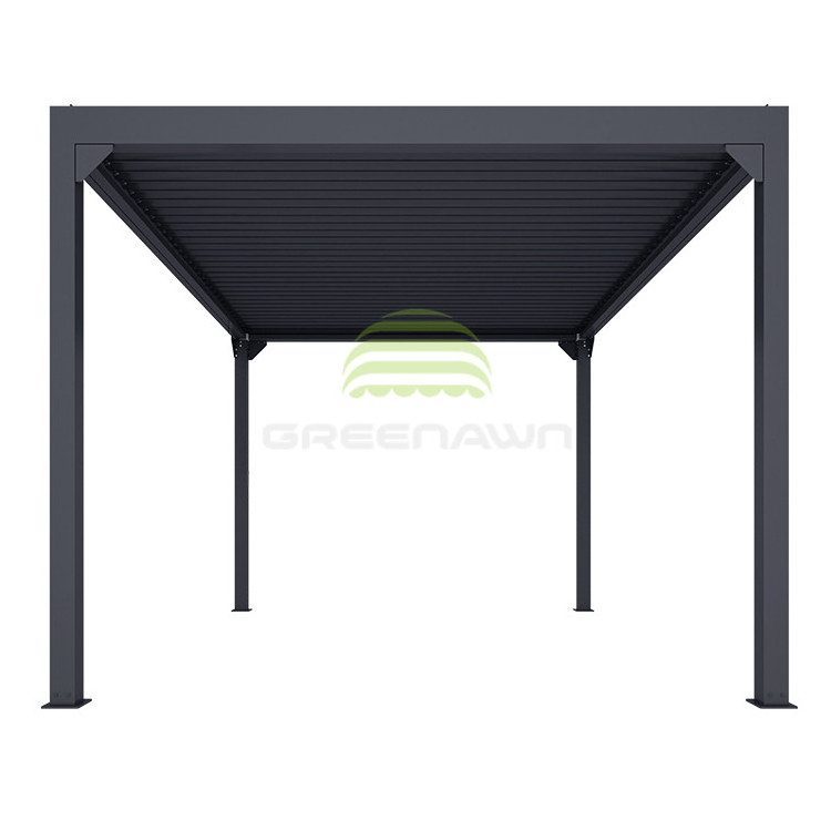 Black pergolas manual roof waterproof,modern pergola gazebo for outdoor swimming pool