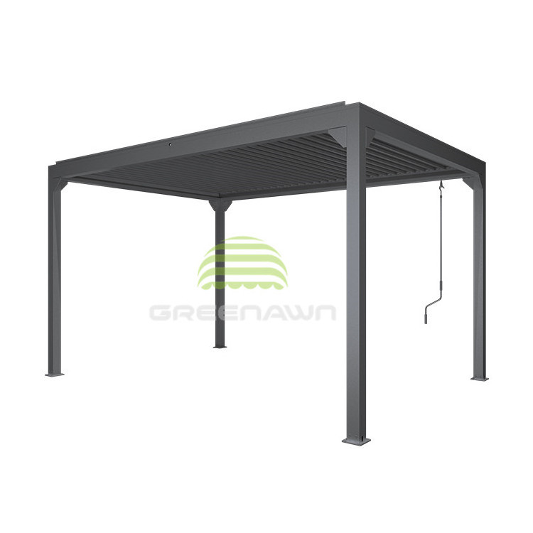 Black pergolas manual roof waterproof,modern pergola gazebo for outdoor swimming pool