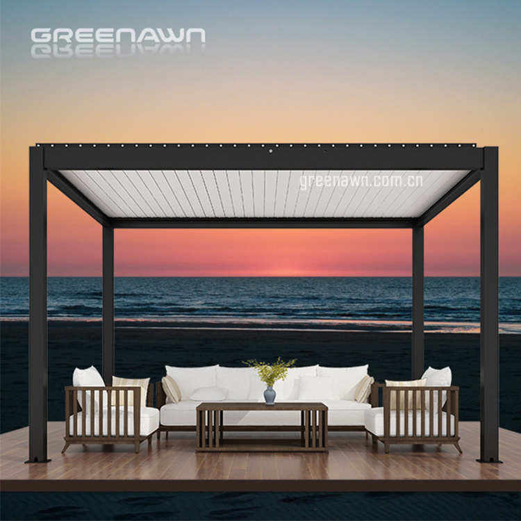 Wholesale Gazebo Custom Garden Building Outdoor Clear Pergola Side Aluminum Electric Roof Gazebo