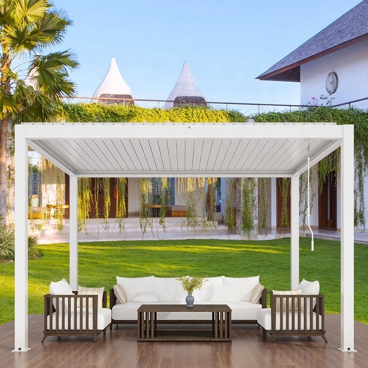 Greenawn outdoor sun shade villa garden 3x4 3x3 aluminum louvre roof motorized systems pergola gazebos waterproof