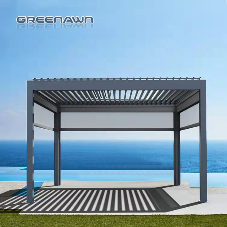 Outdoor garden decoration motorized adjustable iron wrought aluminum gazebo 4x6 for sale