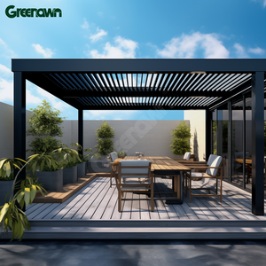 Wall mounted waterproof motorized outdoor gazebo modern aluminum louvre roof bioclimatic pergola for sunshade