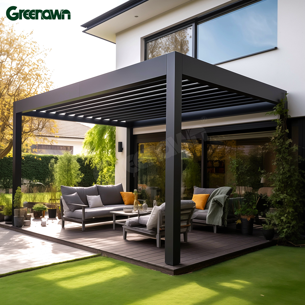 Waterproof Gazebos Price Snow-Resistant Outdoor Awning Bioclimatic Aluminum Roof Pergola With Louvered Canopy