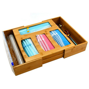 Wholesale Bamboo Ziplock Bag Storage And Kitchen Pantry Bag Drawer Divider