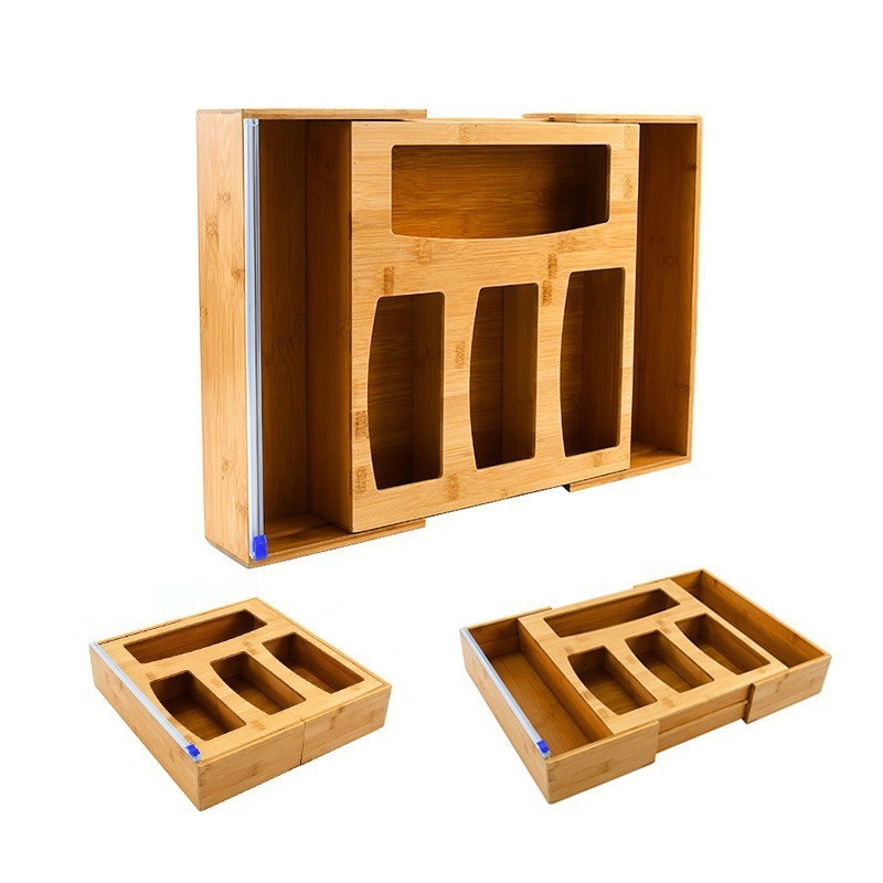 Wholesale Bamboo Ziplock Bag Storage And Kitchen Pantry Bag Drawer Divider