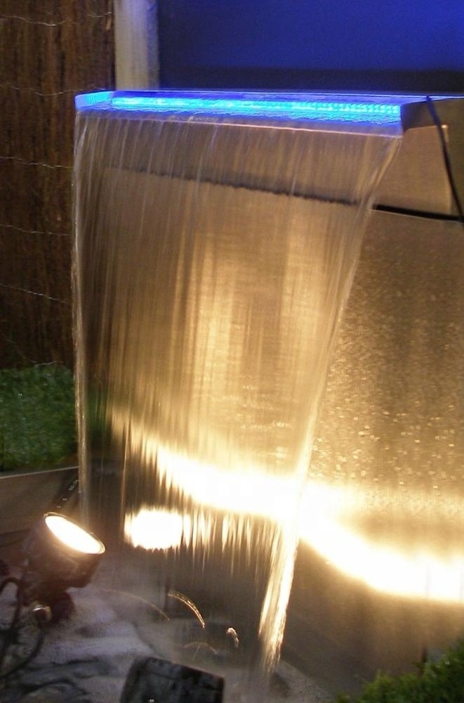 stainless steel swimming pool waterfall cascade indoor artificial waterfall for home decoration