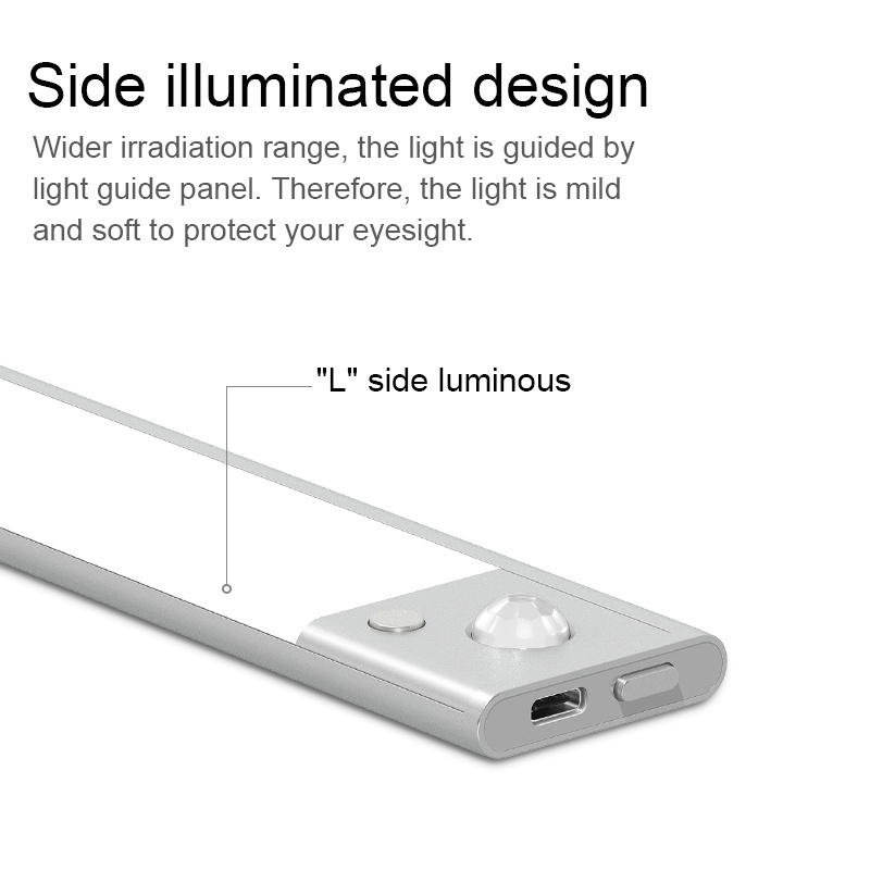 High Quality LED Wardrobe Led Lighting Wireless Under Cabinet Lighting USB Rechargeable Stair Light With Motion Sensor