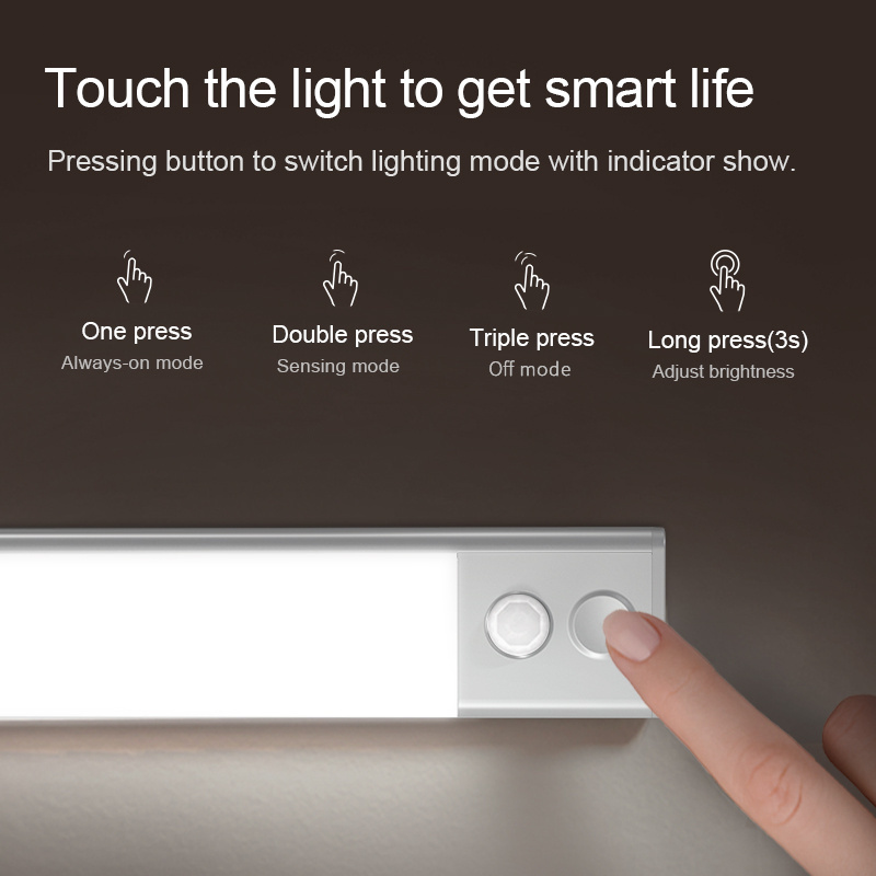 2023 New Auto Induction Stick Motion Sensor Led Night Light Wall Touch Rechargeable Battery Powered