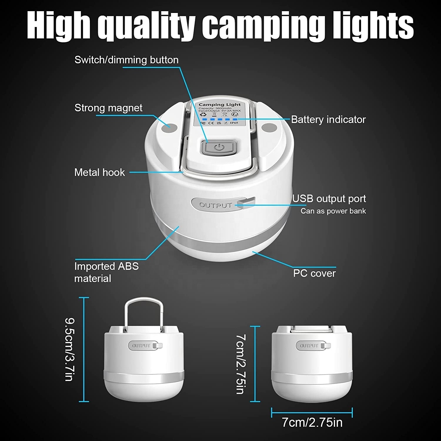 Multi-functional Camping Lamp Portable LED Light KC Rechargeable Battery Emergency Outdoor Light Camping Lantern