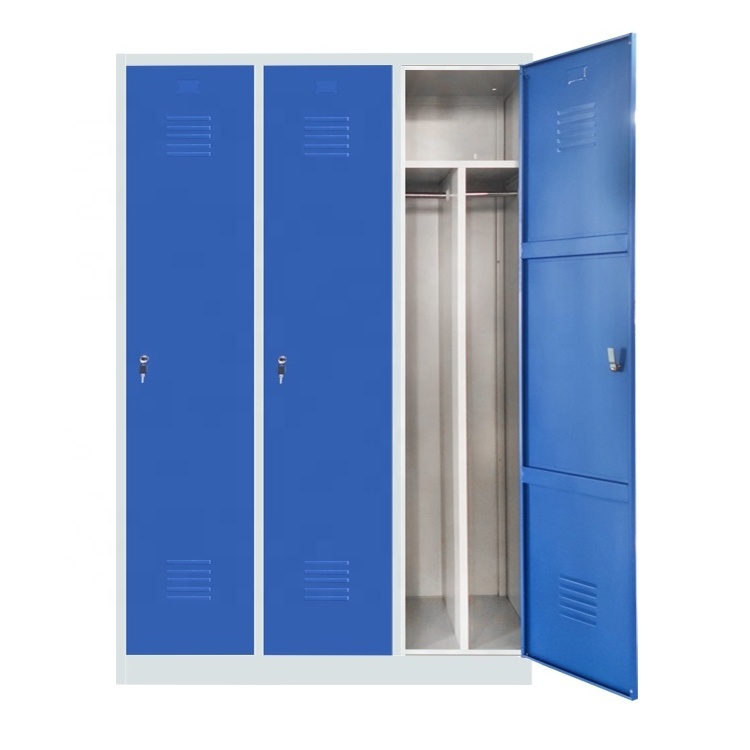 Dirty clothes locker steel 3 door cabinet locker with divider customized metal cleaning room locker