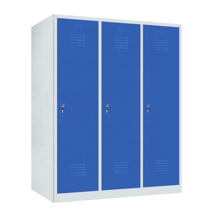 Dirty clothes locker steel 3 door cabinet locker with divider customized metal cleaning room locker