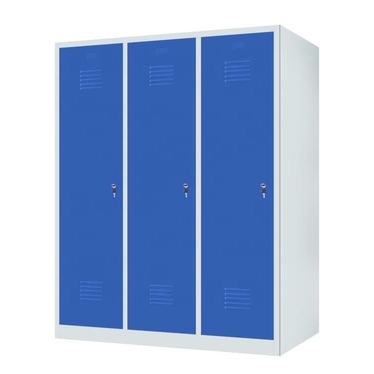 Dirty clothes locker steel 3 door cabinet locker with divider customized metal cleaning room locker