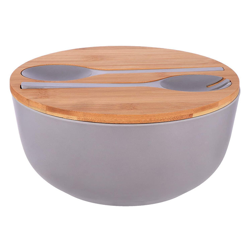 Popular in USA Eco Bamboo Fiber Melamine Mixing Salad Bowl Set Bamboo Fiber Salad Bowl 9.8 Inch Large Mixed Eco Salad Bowl Set