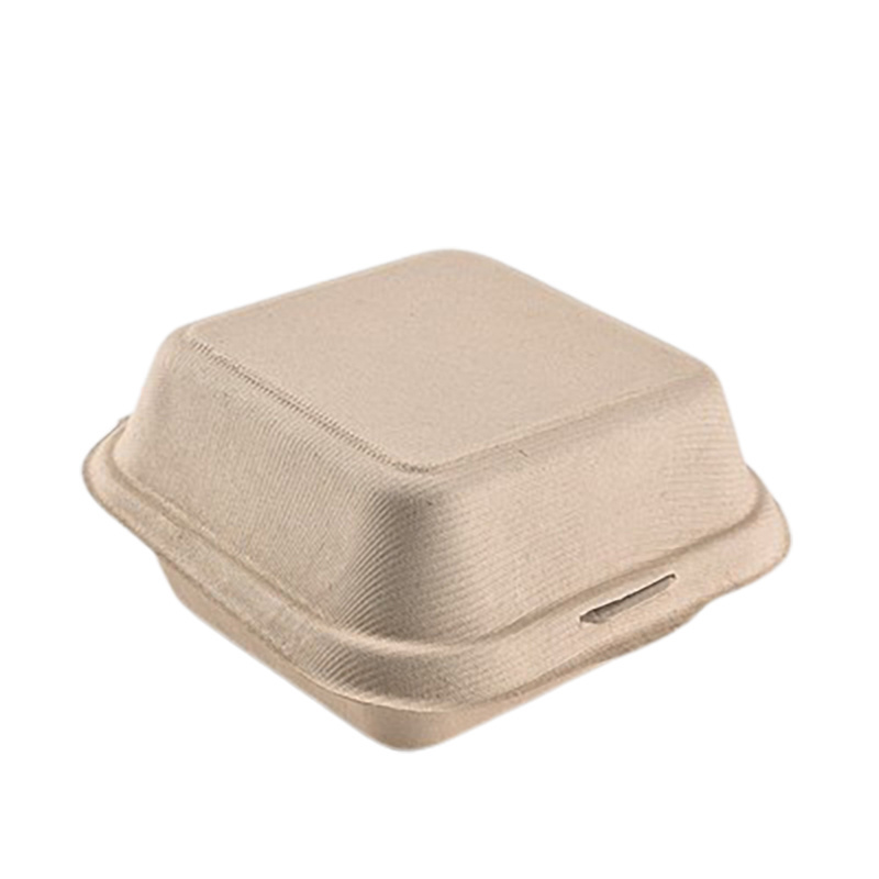 Disposable Paper Pulp Take Away Containers Clamshell Sugarcane Bagasse Fast Food Box