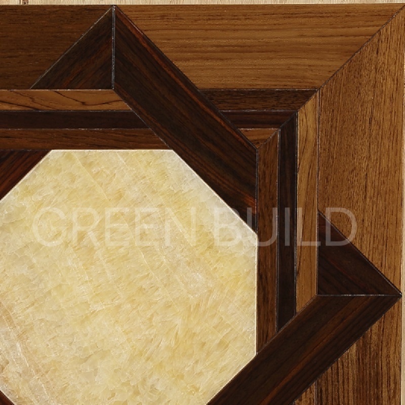 Luxurious  Natural Anti Scratch Waterproof  Durable Jade Real Solid Burmese Teak Wood Art Parquet  Flooring