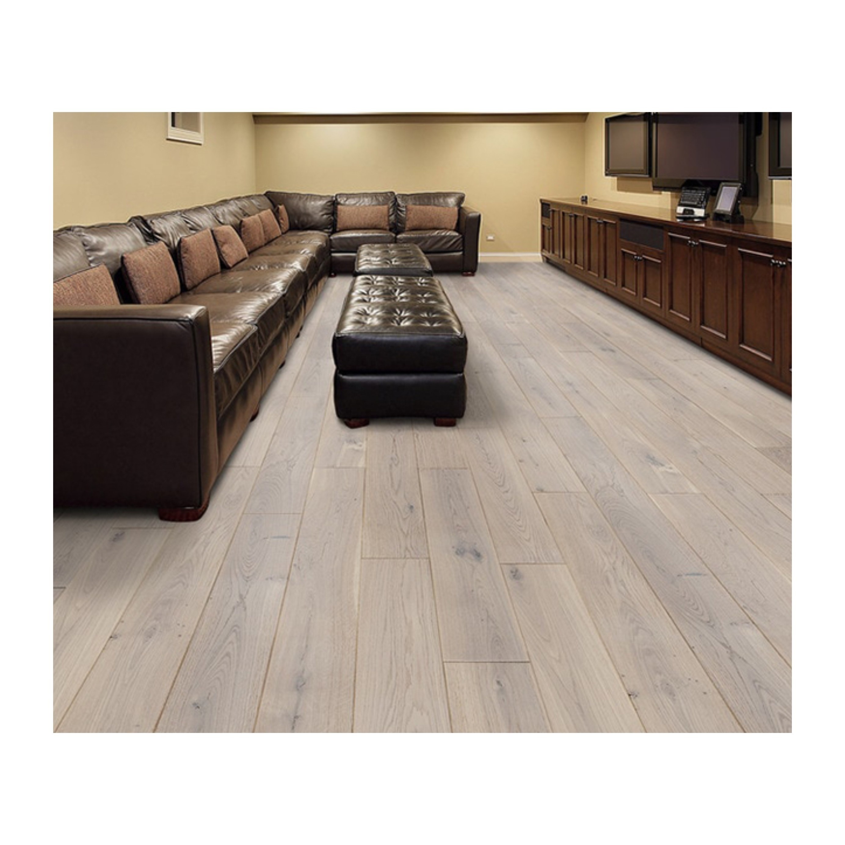 Customizable Wear resistant Smoked Brushed White Unfinished Oak Hardwood Flooring