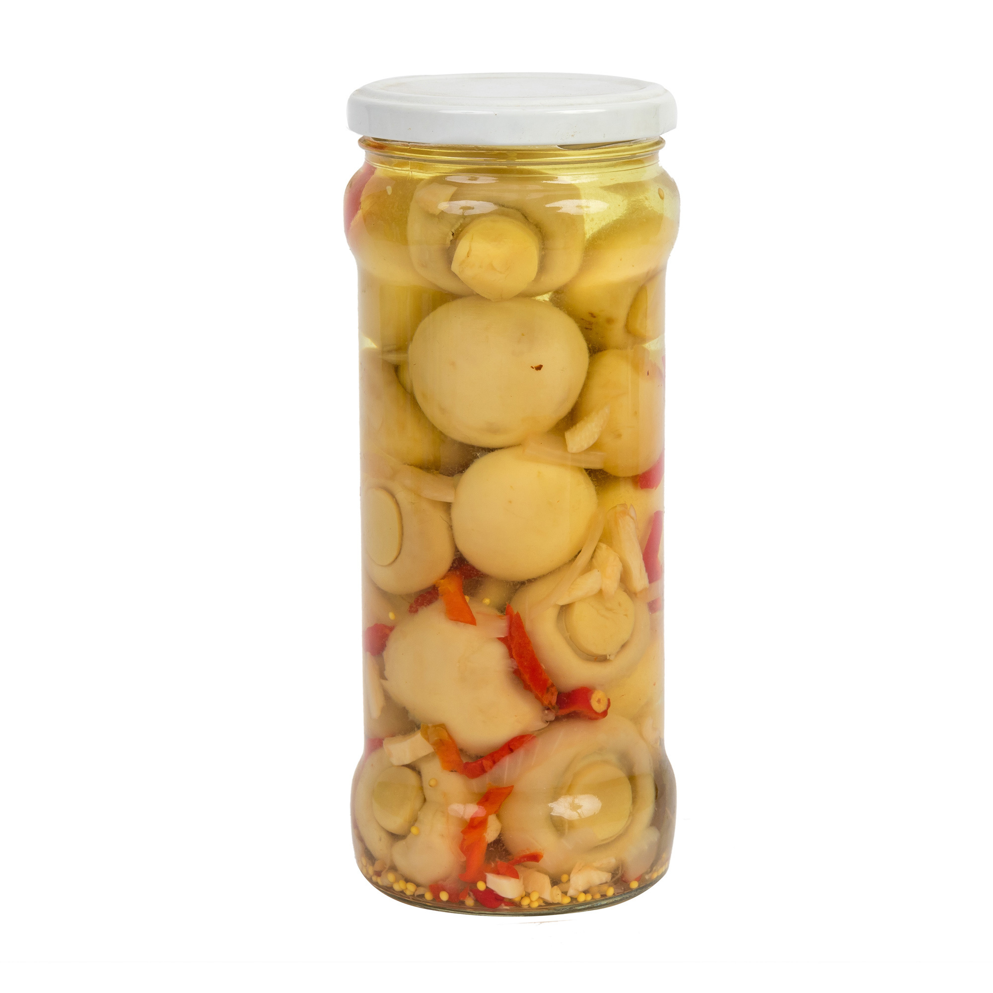 quality canned whole mushrooms in glass jar