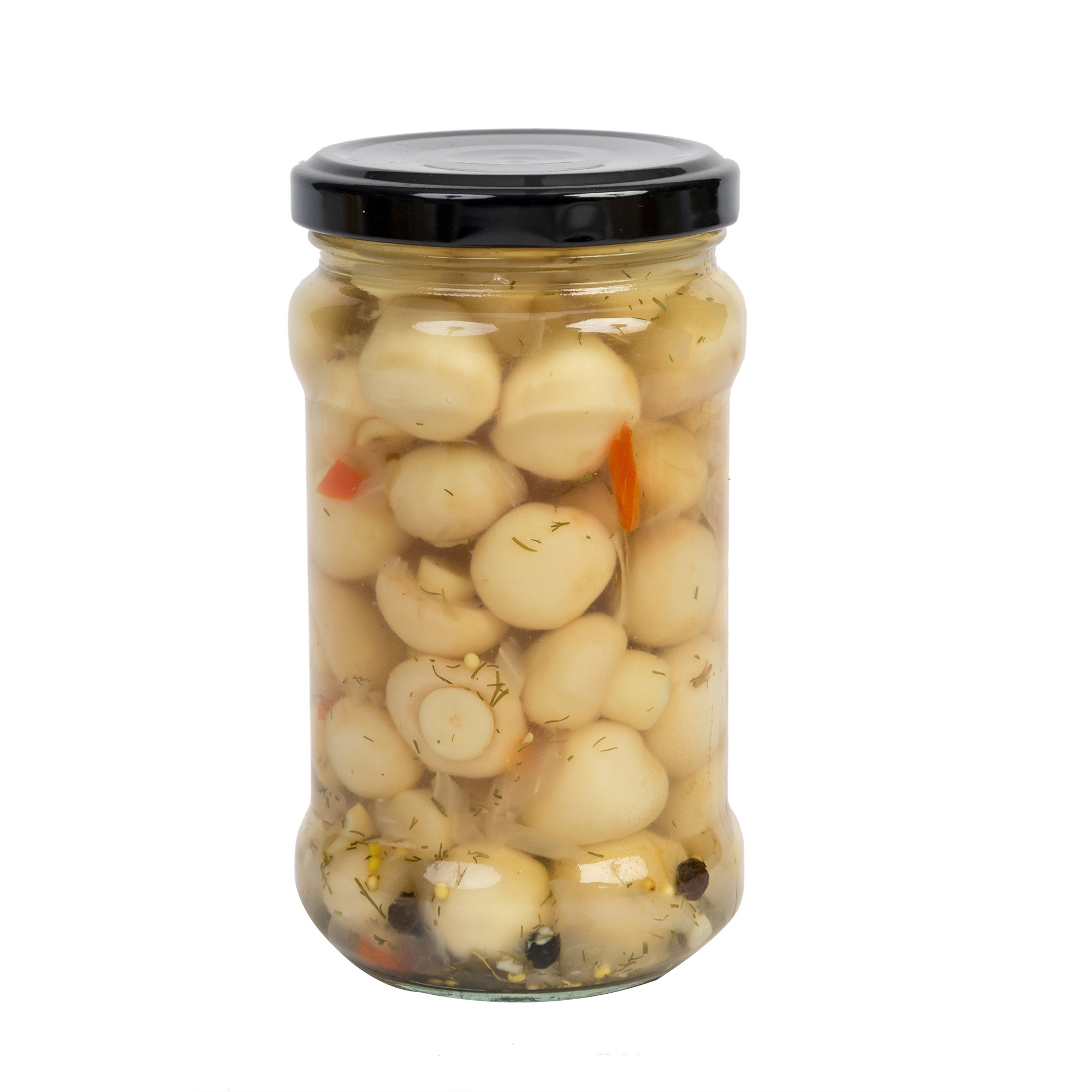 quality canned whole mushrooms in glass jar