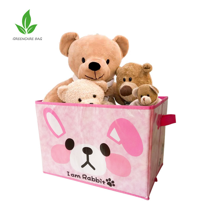 Cute Kids Toy Organizer Baby Clothing Folding Storage Box Collapsible Fabric Storage Cube Boxes With Animal Embroidery