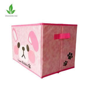 Cute Kids Toy Organizer Baby Clothing Folding Storage Box Collapsible Fabric Storage Cube Boxes With Animal Embroidery