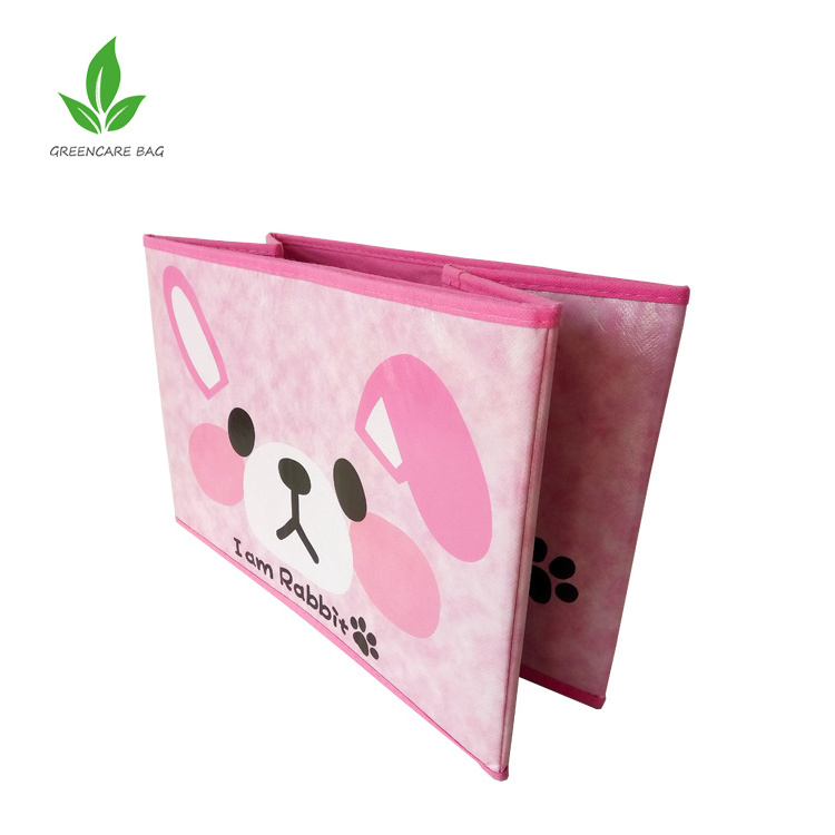 Cute Kids Toy Organizer Baby Clothing Folding Storage Box Collapsible Fabric Storage Cube Boxes With Animal Embroidery