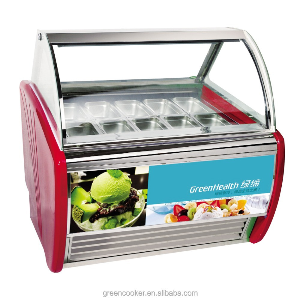 12 Containers Ice Cream Freezer/ice Cream Display Show Case Custom Cheap Low Price Freezer Food Storage Stainless Steel Finish