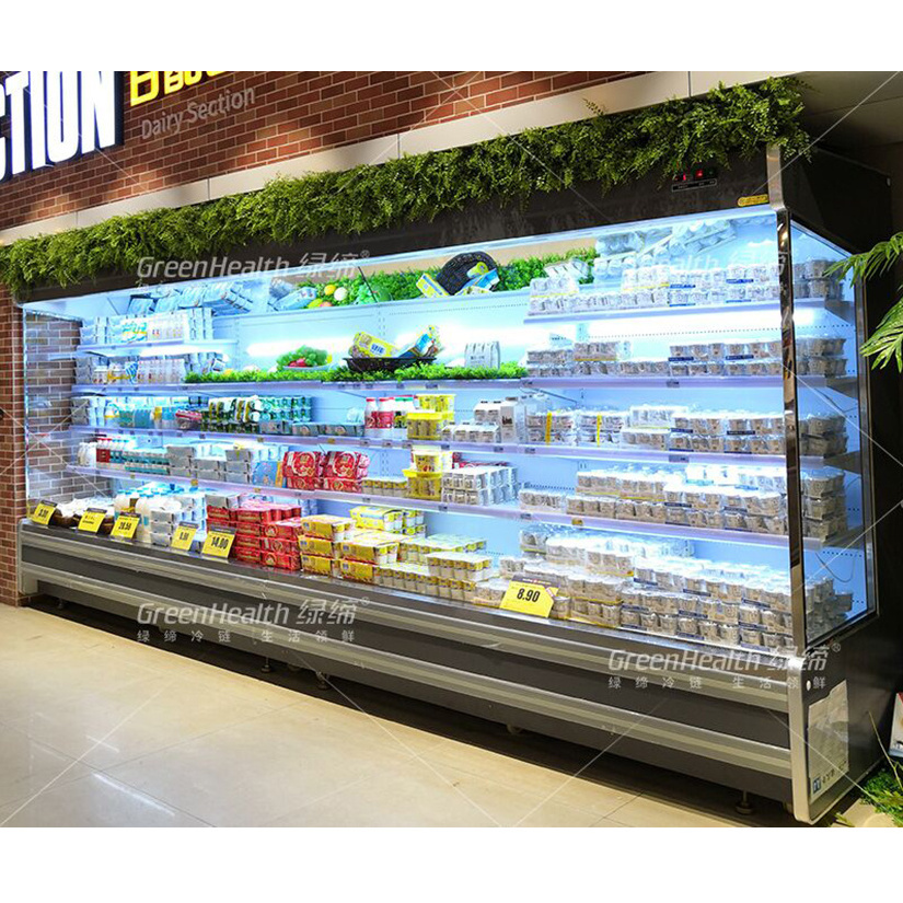 Air Cooled Supermarket Fruit Vegetable Fridge Multideck Open Refrigerator With Auto Demist