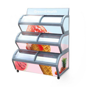 New Style Glass Door 3 Layers Showcase Ice Cream Refrigerator