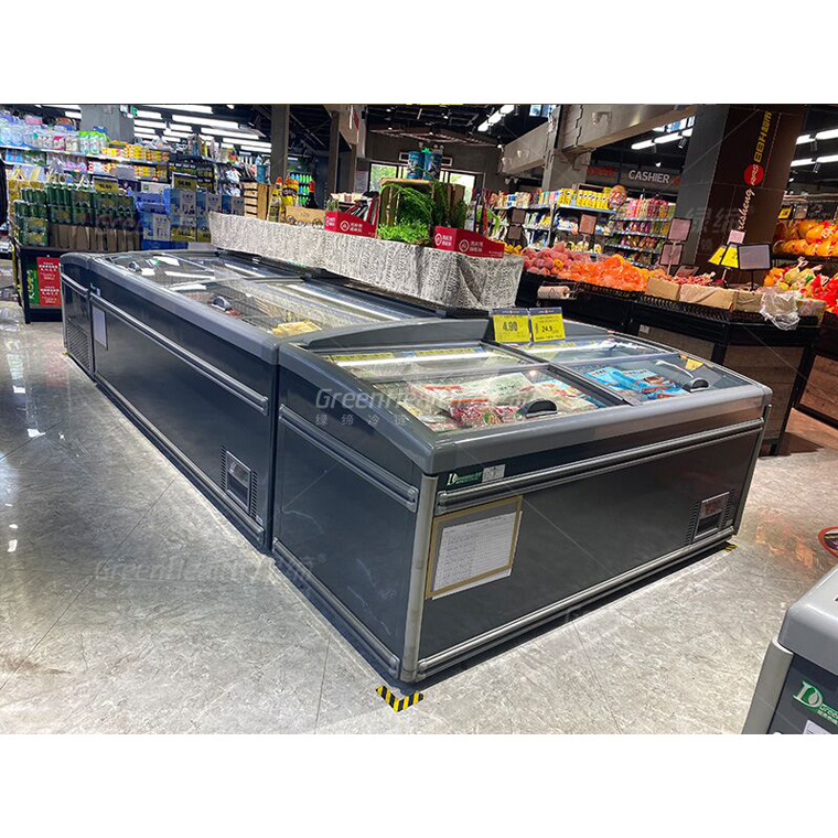 850L supermarket ice cream freezer sliding glass door deep display chest freezer with CE,CB,ROHS