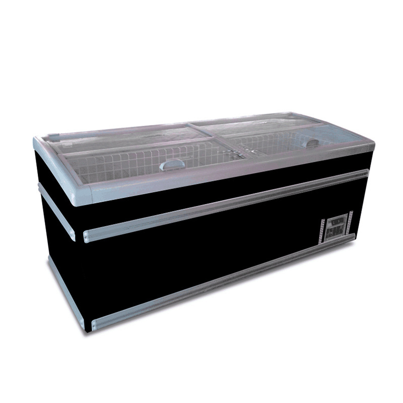 2 meter chest freezer Display Supermarket Island Freezer for ice cream refrigeration equipment showcase commercial freezer