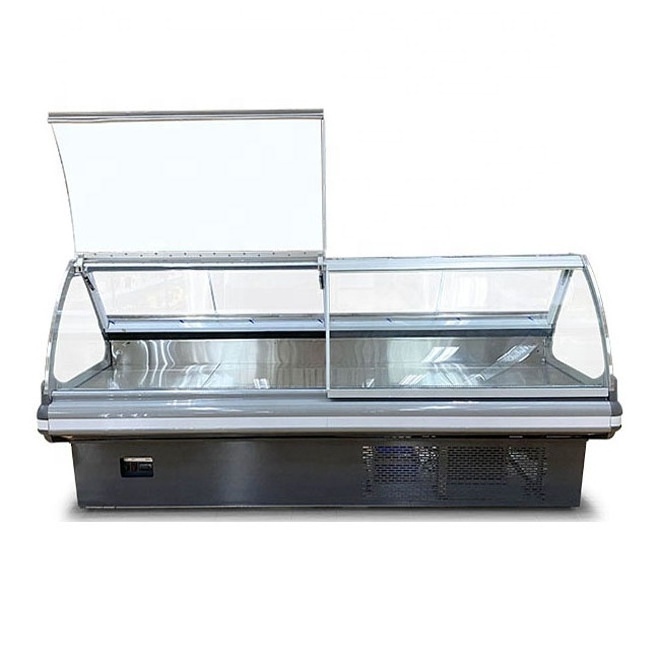 Front Open Curved Glass Deli Case Refrigerator Commercial Display Fridge Fast Food Showcase