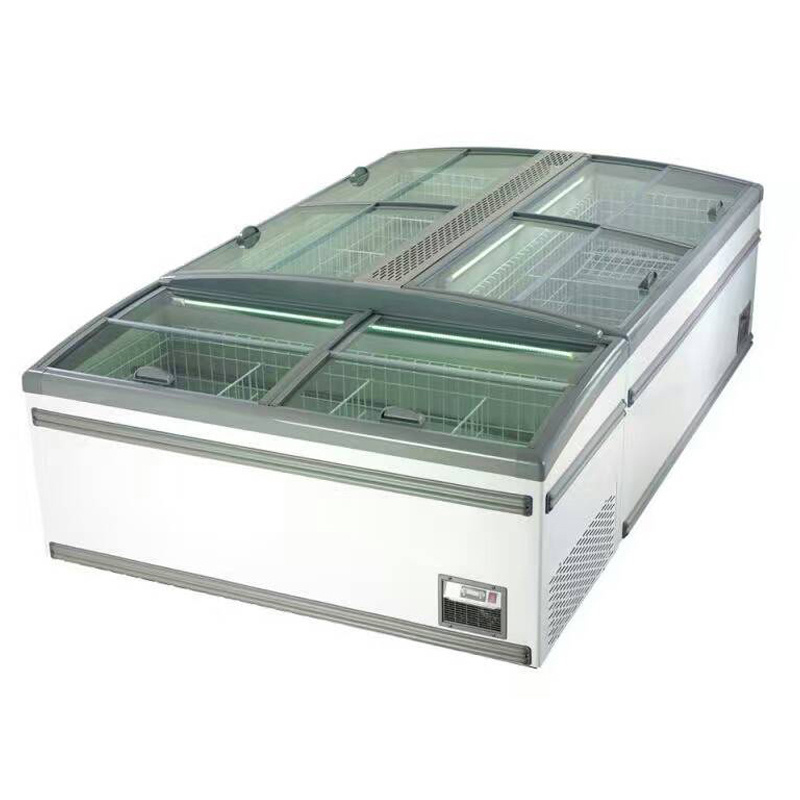 2 meter chest freezer Display Supermarket Island Freezer for ice cream refrigeration equipment showcase commercial freezer