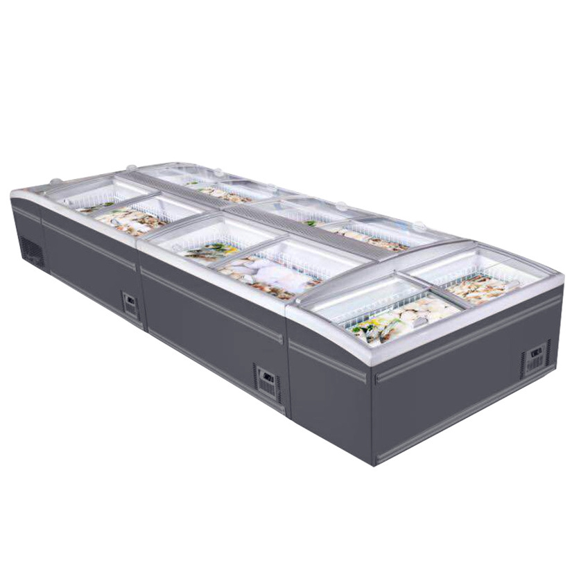 Glass Top Sliding Door Chest Combine Commercial Freezers Supermarket Island Freezer