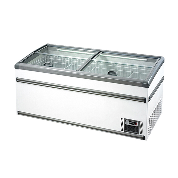 850L supermarket ice cream freezer sliding glass door deep display chest freezer with CE,CB,ROHS