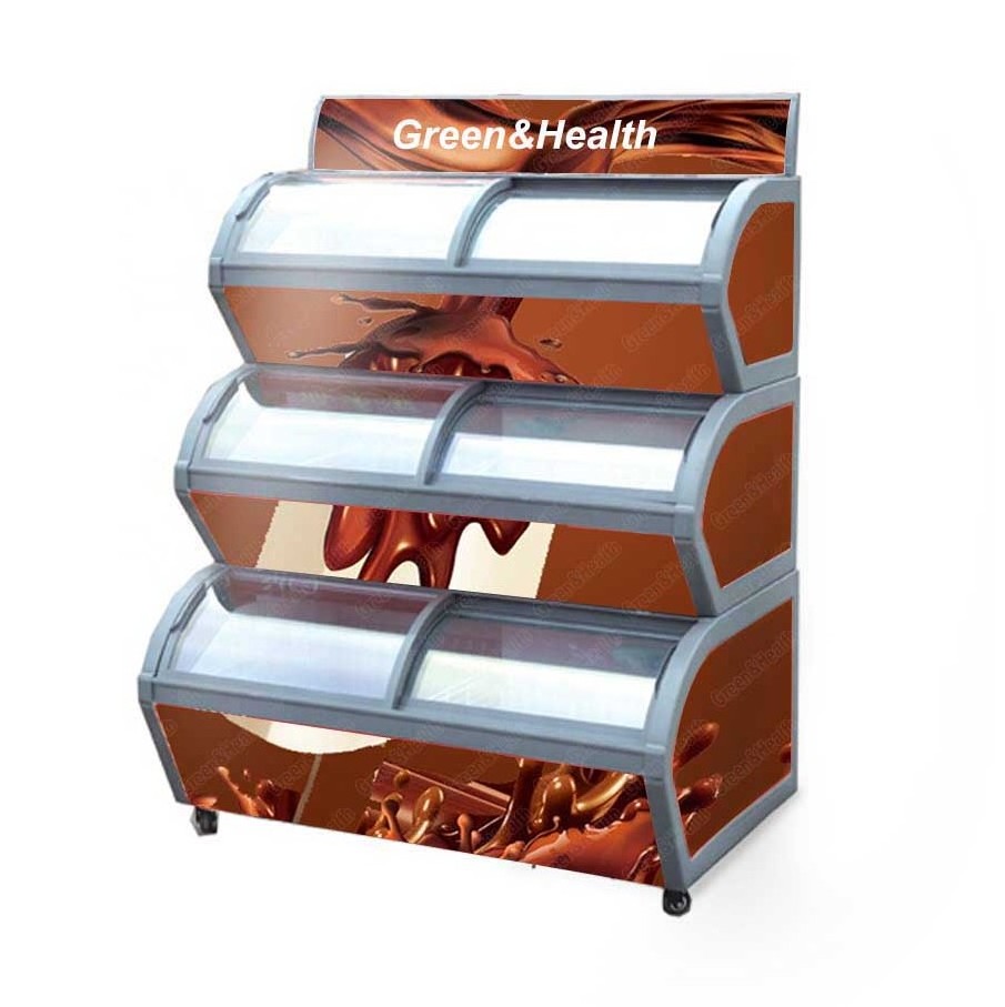 New Style Glass Door 3 Layers Showcase Ice Cream Refrigerator