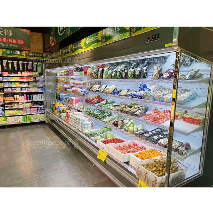 Air Cooled Supermarket Fruit Vegetable Fridge Multideck Open Refrigerator With Auto Demist