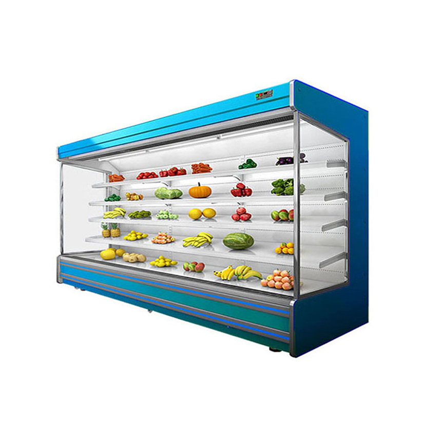 Air Cooled Supermarket Fruit Vegetable Fridge Multideck Open Refrigerator With Auto Demist