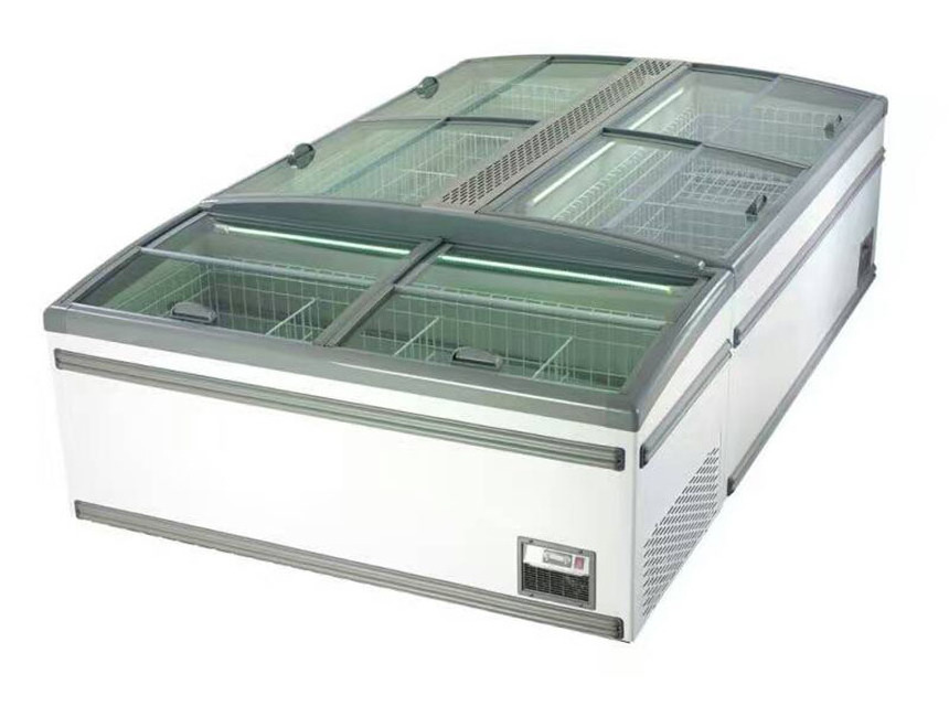 Green Health Top Open Deep Freezer Supermarket Sliding Glass Door Chest Island Freezer for Ice Cream