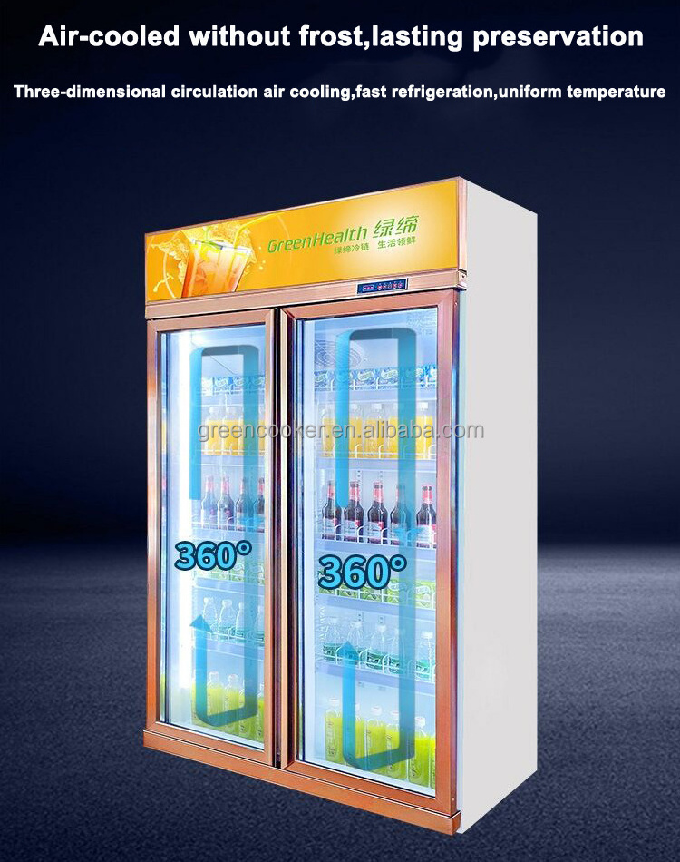 Supermarket Built In 2 Glass Door Beverage Cooler Pepsi Fridge Bottle Refrigerator