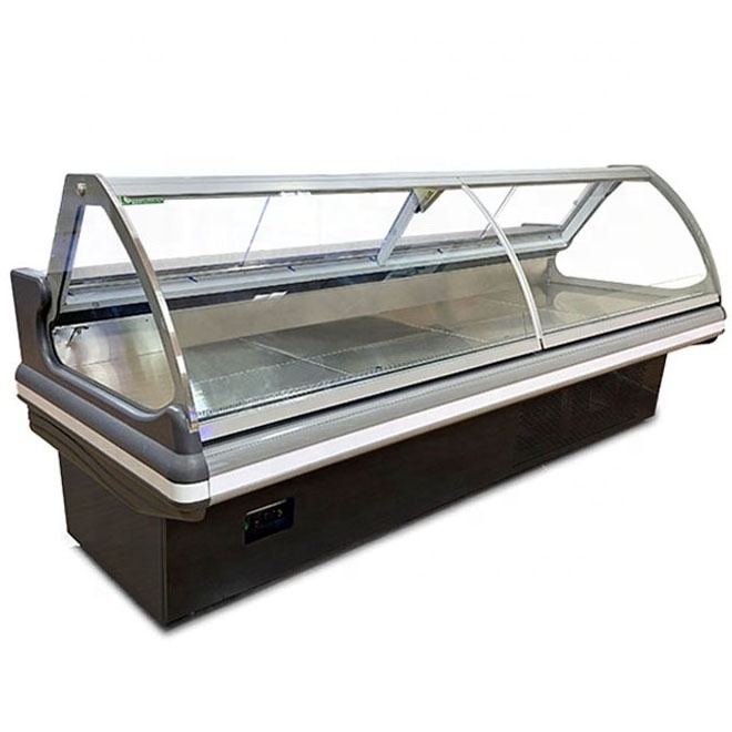 Front Open Curved Glass Deli Case Refrigerator Commercial Display Fridge Fast Food Showcase