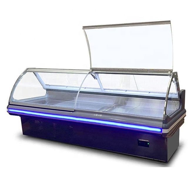 Front Open Curved Glass Deli Case Refrigerator Commercial Display Fridge Fast Food Showcase