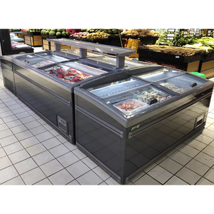 2 meter chest freezer Display Supermarket Island Freezer for ice cream refrigeration equipment showcase commercial freezer