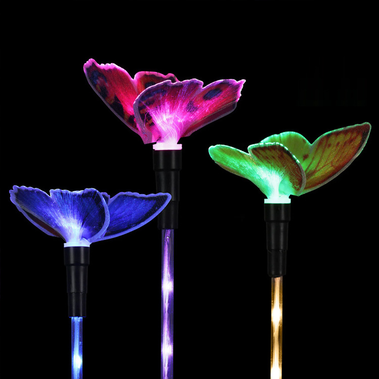 Butterfly Shape Plastic Garden Stake Lights Solar Powered For Courtyard Driveway Pathway Decoration